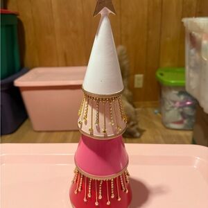 Pink and White Cone Decor with Gold Accents
